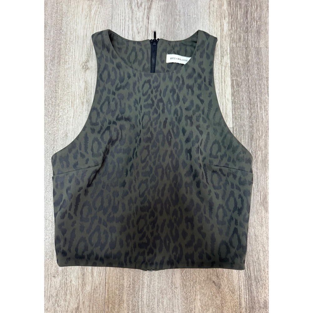 Bec & Bridge Sleeveless‎ Top Leopard Print Green Crop Tank Size 4